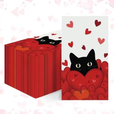 Imagem de Horaldaily 100 guardanapos decorativos de papel descartável para convidados, corações de amor, toalha de mão de gato para festa, almoço, jantar, cozinha, banheiro
