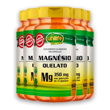 Imagem de Kit 5 Magnésio Quelato Vegano Unilife 60 Cápsulas