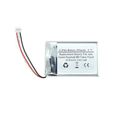 Imagem de STARTONG Bateria de substituição de 350 mAh 3,7 V para campainha inteligente Arlo com vídeo HD com fio, AVD1001-100NAR, PTC362549, prata, USN-402535PCN-A