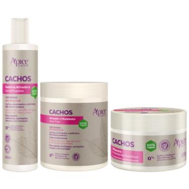 Imagem de Kit Apse Cachos Completo Tratamento Capilar Ativador Mascara Hidratante E Gelatina Modeladora