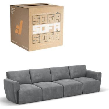 Imagem de Sofá 4 Lugares Sala De Estar em Tecido Suede Modular Damie Na Caixa, C
