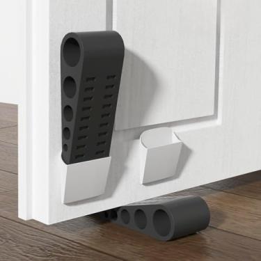 Imagem de 1 pacote de borracha cunha de segurança empilhável resistente batente de porta com suporte para casa escritório sala de aula em tapete, concreto, linóleo e madeira presentes de aquecimento de casa