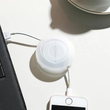Imagem de 1 peça, organizador de cabos de dados, redondo pequeno e portátil, caixa de armazenamento, enrolador de cabo de carregamento para celular (transparente)