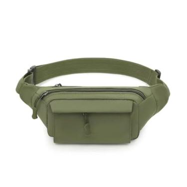 Imagem de Bolsa de cintura masculina, bolsa de cintura tática transversal para mãos livres, adequada para uso diário, viagens, caminhadas, montanhismo e corrida, Verde, Bolsa de cintura