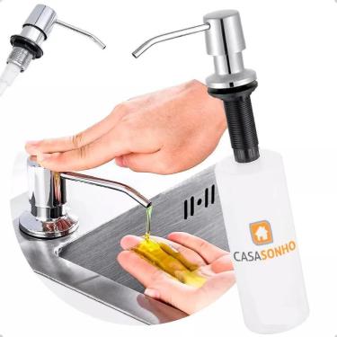 Imagem de 2X Dispenser Dosador De Detergente Para Embutir Aço Inox 500