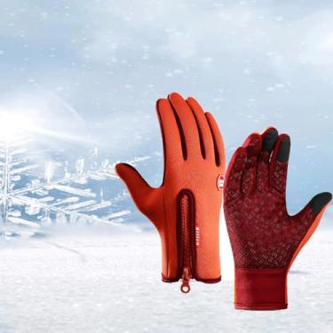 Imagem de Luvas térmicas de inverno para clima frio com aderência antiderrapante e fecho de zíper