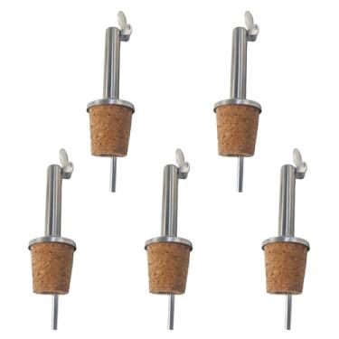 Imagem de pson Despejadores de garrafa de aço inoxidável, bico articulado com design de cortiça para derramar azeite, vinagre, xarope, licor e vinho (cabeça reta)