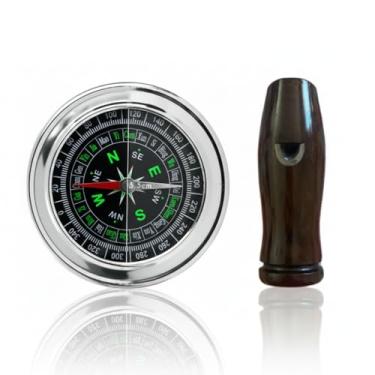 Imagem de Apito Macuco com Chumbo Profissional + Bússola Profissional 7,5 Portátil Camping Caça Trilha