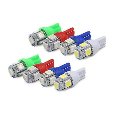 Imagem de 168 194 Lâmpadas LED T10 Wedge Lâmpadas LED Substituição para Carros Caminhões Interior Dome Mapa Trunk Cortesia Lâmpadas de placa de carros, Vermelho Verde Branco Azul, um par de cada cor 8 lâmpadas no total