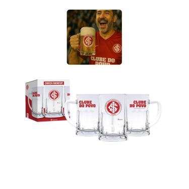 Imagem de Caneca Vidro Reforçado 565Ml Cerveja Chopp Time Clube Internacional Oficial Presente