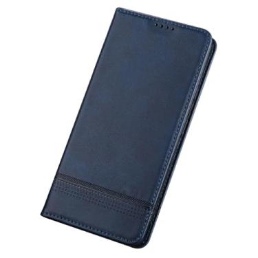 Imagem de POYUFRG Capa flip para Honor Magic 8 Pro/Magic 8, capa de couro carteira retrô com fecho magnético com suporte para cartão, azul, 8 Pro
