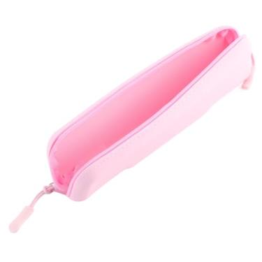 Imagem de Acouto Bolsa de Maquiagem de Silicone Compacta - Mini Bolsa de Armazenamento de Caneta Com para Viagens e Material Escolar (rosa (pequeno))