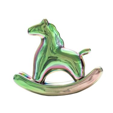 Imagem de FLCPJGV Estátua de Cavalo de Balanço, Objeto Decorativo para Escritório Ou Inauguração de Casa. Estatueta Elegante E Colecionável com Acabamento Galvanizado, Verde, Tamanho real