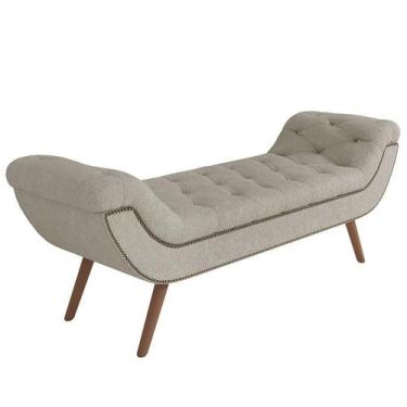 Imagem de Puff Recamier Decorativo Com Tachas 195cm Santorini Bouclê Creme - LYA