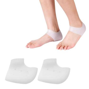 Imagem de Meia Silicone Protetor De Calcanhar Pés Rachados Lavável Par - Proteto