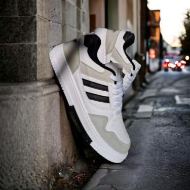 Imagem de Tenis masculino casual skatista confort - Sem marca, Branco preto, 42