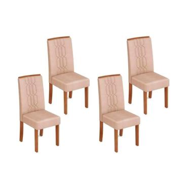 Imagem de Cadeira Sala De Jantar Zoe Kit 4 Un Cedro-suede Creme - Dj Móveis