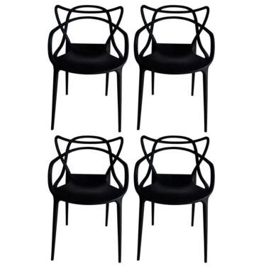 Imagem de Kit Com 4 Cadeiras Aviv Estrutura Em Polipropileno Fratini Preto