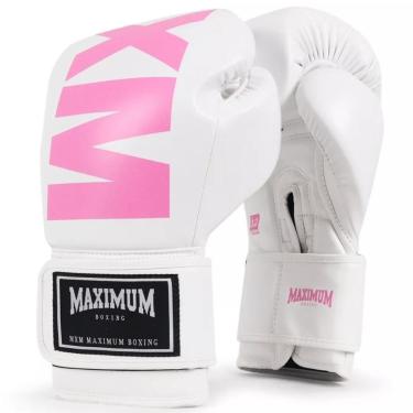 Imagem de Luva de Boxe Muay Thai Kickboxing MXM Maximum Branco e Rosa-Unissex