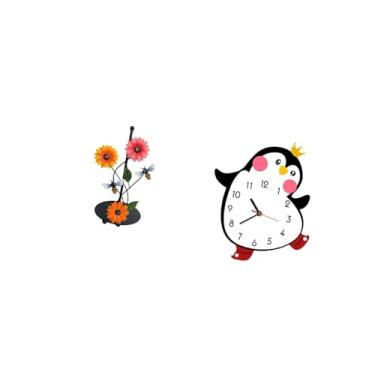 Imagem de Fenteer Suporte para Papel Toalha em Formato de Pinguim, Antiderrapante, Vertical, com Relógio de Parede em Madeira, Decorativo E Adorável, Alimentado Por Bat