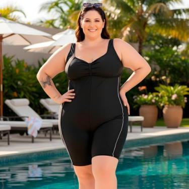 Imagem de Maiô Macaquinho Plus Size Hidroginastica Natação Poliamida - Kosh, Pre