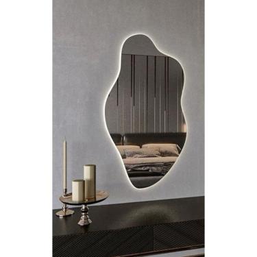 Imagem de Espelho De Led 70x45 Grande Com Luz Branca Com Bateria Branca