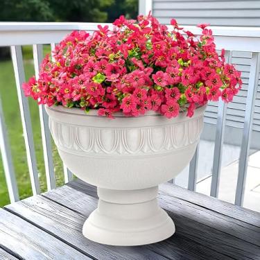 Imagem de Khyxvbcd Flores artificiais para decoração de casa de jardim interno ao ar livre, margarida de flor sintética com folhas de eucalipto, plantas falsas, vegetação, buxo, varanda, pátio, 12 pacotes