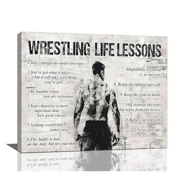 Imagem de Trimety Wrestling Wall Art Inspirational Wrestling Wall Decor Sports Sign Grey Canvas Poster Decorações para Casa Impressão Pintura Arte para Meninos Homens Meninas Quarto Sala de Estar 50,8 cm x 40,6