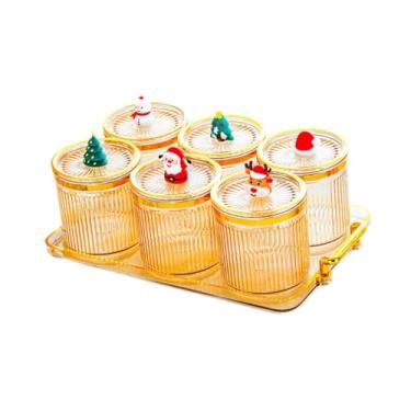 Imagem de SiaBiced Bandeja para frutas secas com tampa, prato para servir sobremesas com bandeja, recipientes para lanches, prato para doces, potes para armazenar, 6 Grades