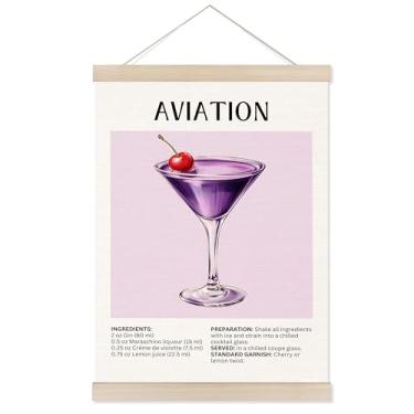 Imagem de Welshower Moldura de cabide de pôster de bar de aviação, presentes para amantes de coquetéis, decoração de arte de parede de coquetel de aviação para bar pub lounge cozinha casa quarto apartamento, 30