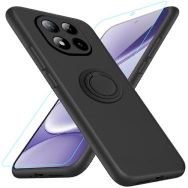 Imagem de Capa de celular compatível com Xiaomi Redmi Note 15 Pro Plus 5G com protetor de tela, suporte de anel giratório de 360° com suporte/suporte, capa protetora de silicone TPU para Redmi Note 15 Pro+ Plus