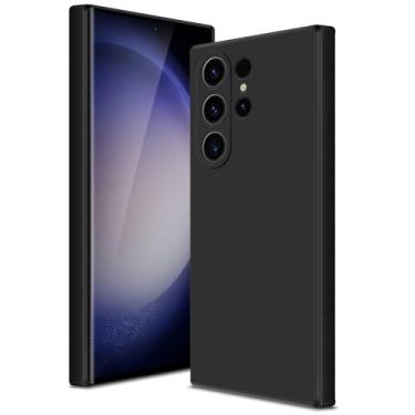 Imagem de Btstring Capa para Samsung Galaxy S23 Ultra, capa de silicone macio com proteção de câmera atualizada, capa fina à prova de choque com forro de microfibra antiarranhões, preta