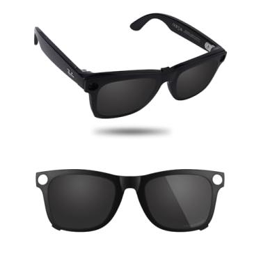 Imagem de Fiskr Óculos de sol polarizados Clip-On compatíveis com Ray-Ban Meta Wayfarer RW4008 e Gen 2 RW4012 (tamanho 53-22) - Proteção UV, Preto clássico, 53*22mm