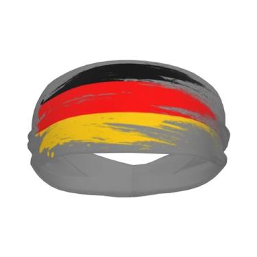 Imagem de Bandanas esportivas com bandeira da Alemanha alemã, arte abstrata, elásticas e respiráveis, para mulheres e homens – faixas de treino com absorção de umidade para corrida, ioga, academia, tênis