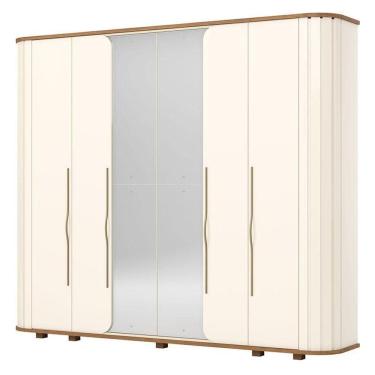 Imagem de Guarda Roupa Casal Premium 6 Portas Off White Nature - Henn