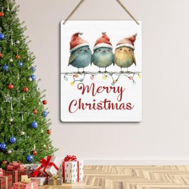 Imagem de Placa para decoração de porta de Feliz Natal sazonal de inverno, arte de parede, placas de Natal internas para porta da frente, 24 × 17 cm