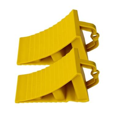 Imagem de Pacote com 2 calços de roda para caminhões, reboques, trailers e carros - batentes de roda antiderrapantes para veículos, blocos de estacionamento para segurança em encostas, garagem, manutenção