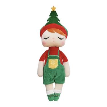 Imagem de Metoo de Pelúcia Natalina, Duende com Macacão Verde e Vermelho, Decoração de Natal, Brinquedo Infantil