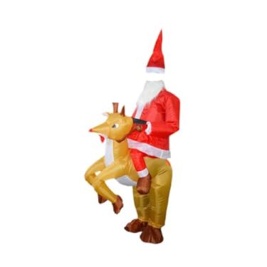 Imagem de IEUDNS Fantasia de Papai Noel Inflável, Adereços de Cosplay, Roupas Fofas de Dramatização para Se Vestir, Papai Noel Monta em Alce