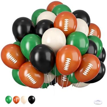 Imagem de 40 balões de futebol de 25,4 cm verde escuro preto branco balão de látex impresso para bola de pé temático festa rúgbi esportes decorações de aniversário