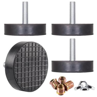 Imagem de M8 Pés de nivelamento ajustáveis de borracha resistentes, niveladores de móveis de 5 cm de diâmetro base para sofá de armário de cadeira de mesa (725 kg, pacote com 4, preto)