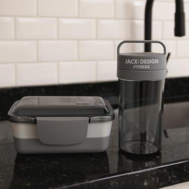 Imagem de Kit de Garrafa 430ml e Marmita 2 andares 950ml Luxo Para Armazena Alimentos e Bebida Para Viagem Trabalho e Passeio (Cinza)
