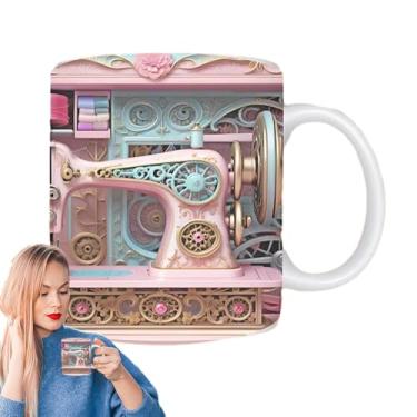 Imagem de Caneca de café costurando, caneca costurando - Caneca temática de máquina de costura,Caneca de café engraçada e exclusiva para micro-ondas para quilters, mães, irmãs, avós, tias, filhas