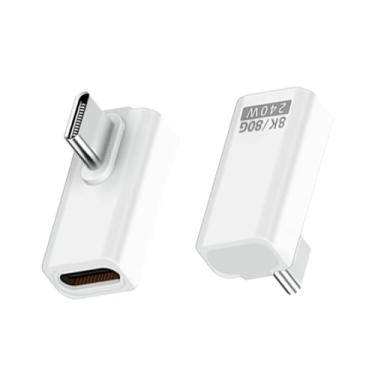 Imagem de Danfetsoy Adaptador USB-C macho para fêmea de 90 graus 80 Gbps, extensor adaptador tipo C 90 graus 240W para MacBook, laptop, tablet, VR, câmera, smartphone, etc. (branco pacote com 2)