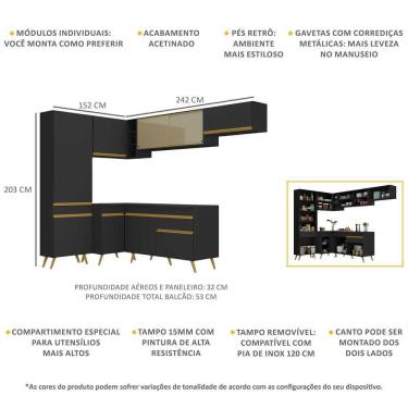 Imagem de Cozinha Completa De Canto Veneza Gb Mp2052 Com Armário E Balcão Preta