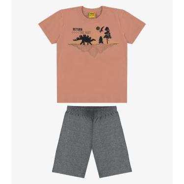 Imagem de Conjunto Infantil Camiseta com Bermuda Rovi Kids Marrom - Rovitex Kids