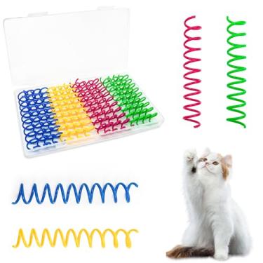 Imagem de Andiker Mini molas espirais para gatos, 16 peças, brinquedo de molas para gatos vêm com uma caixa de armazenamento de longa duração, 4 cores brilhantes, molas de plástico, brinquedo para gatos em