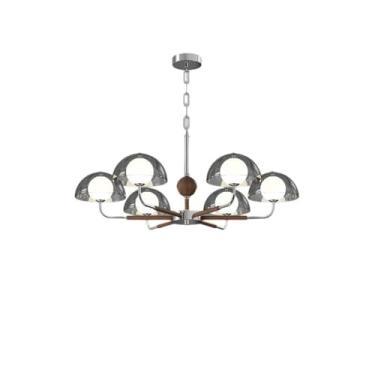 Imagem de Luminária pendente minimalista e personalizada em estilo italiano - Acabamento em nogueira antiga | Ideal para sala de estar, sala de jantar e hall de entrada | Zhongshan Lighting (6 lâmpada