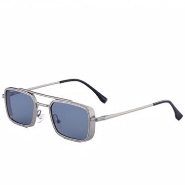 Imagem de JRLLFD Óculos de sol de metal luxuosos para mulheres, armação pequena clássica, óculos de sol para dirigir ao ar livre, UV400 (prata)