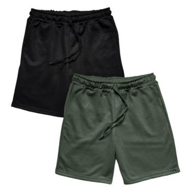Imagem de Kit 2 Bermuda Masculina Moletom WSS Basic Preto e Verde - WSS Brasil, 